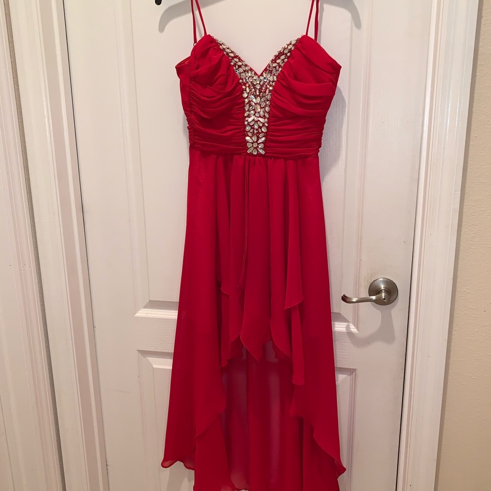 Dillard’s red high to low dress